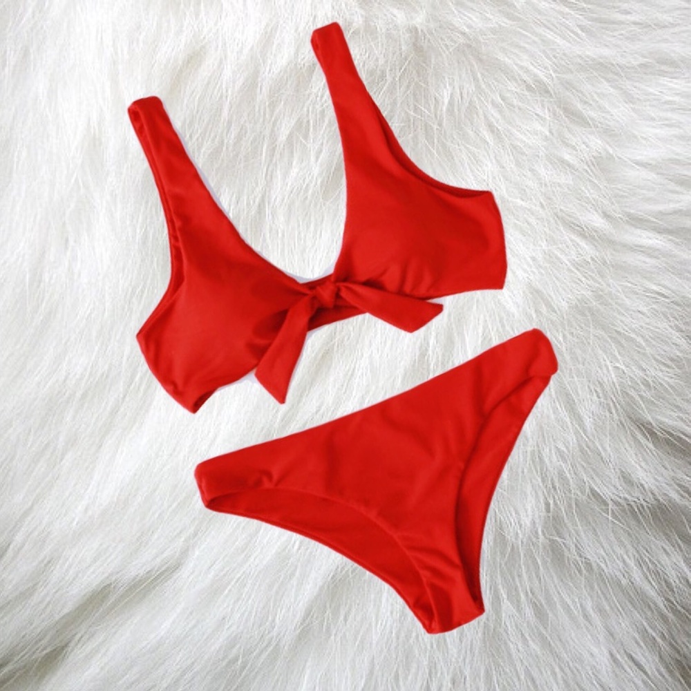 ‘Cindy’ Red Front Tie Bikini Set - Picture 4 of 7
